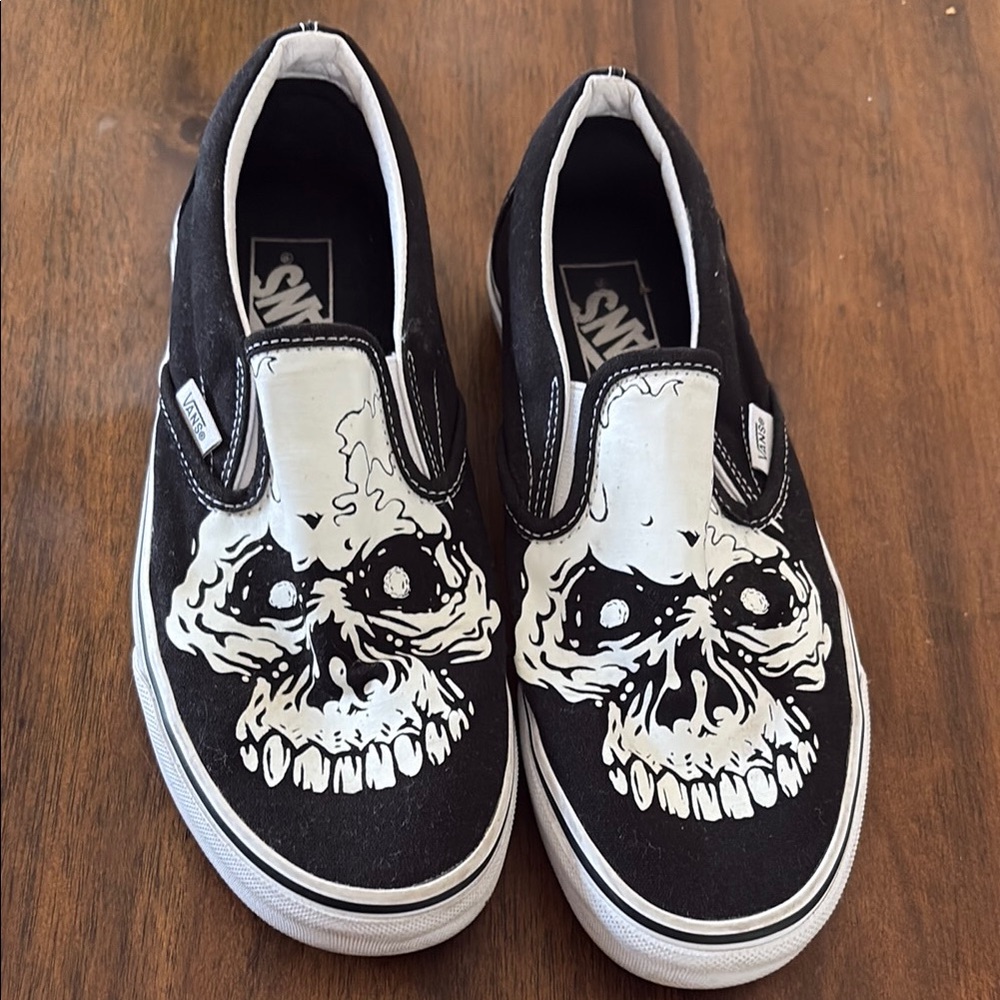 Vans Black Skull Slip-On Sneakers